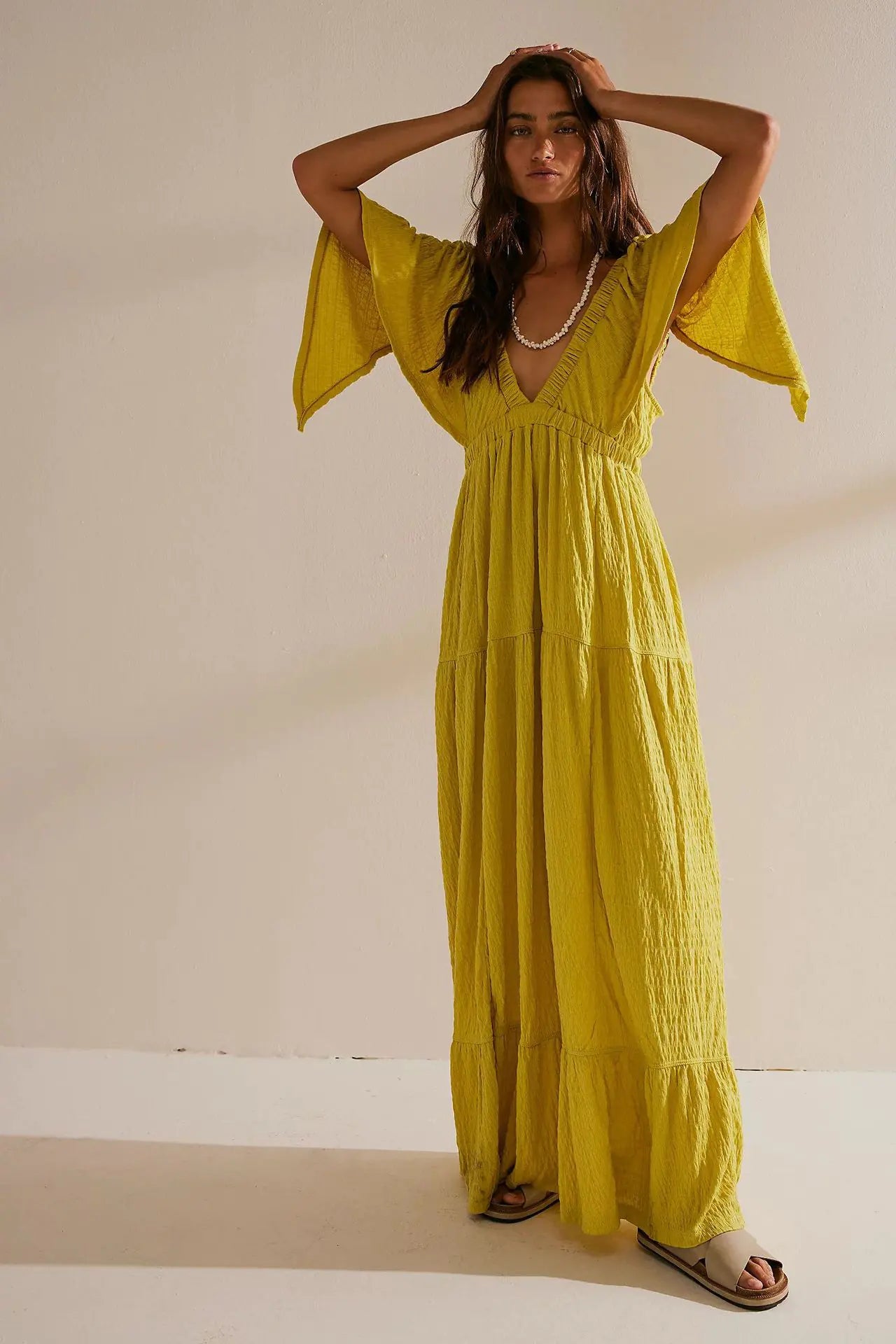 European American Summer V-neck Loose Long Dress