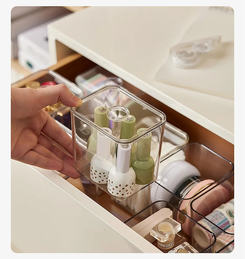 Acrylic Drawer Organizer Box with Lid – Clear Storage Solution