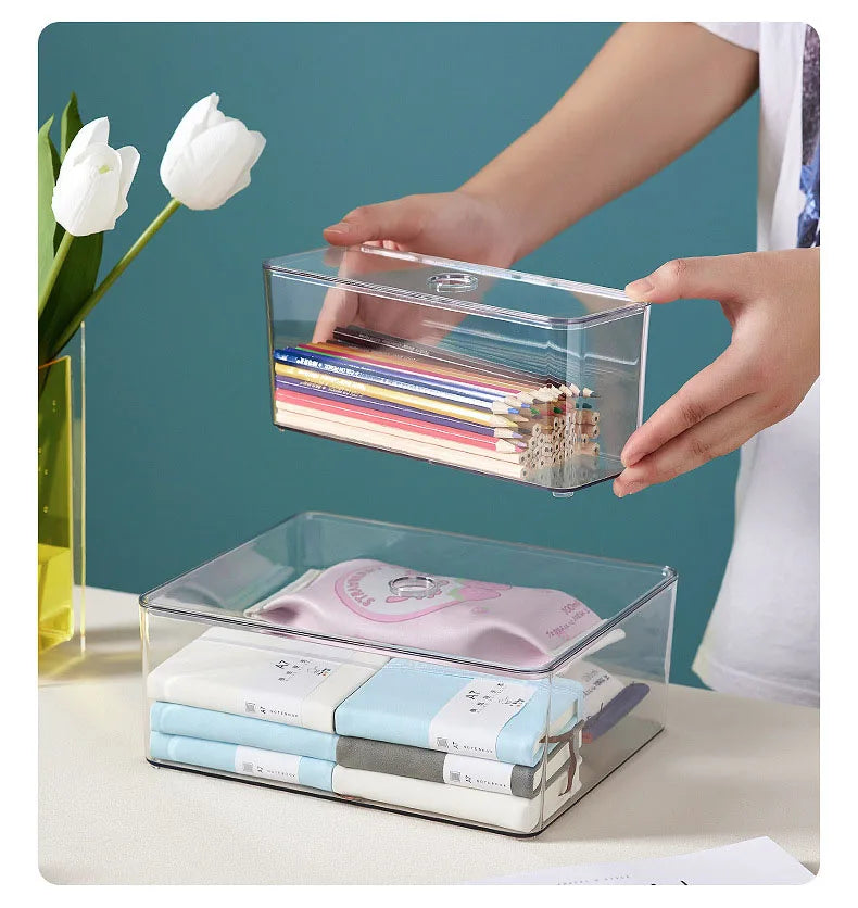 Acrylic Drawer Organizer Box with Lid – Clear Storage Solution