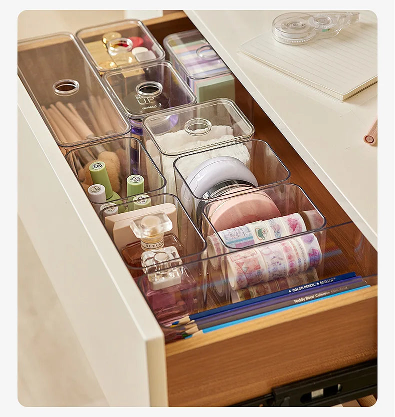 Acrylic Drawer Organizer Box with Lid – Clear Storage Solution