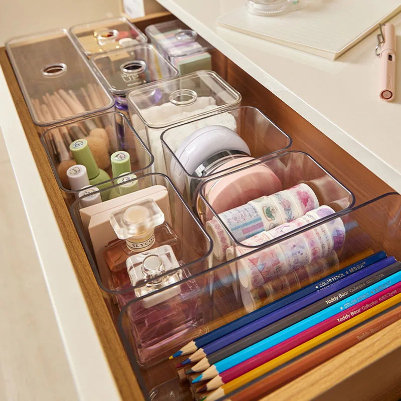 Acrylic Drawer Organizer Box with Lid – Clear Storage Solution