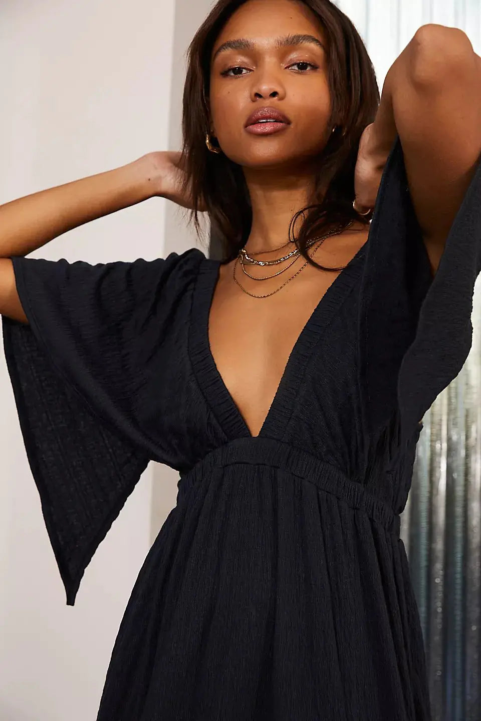 European American Summer V-neck Loose Long Dress