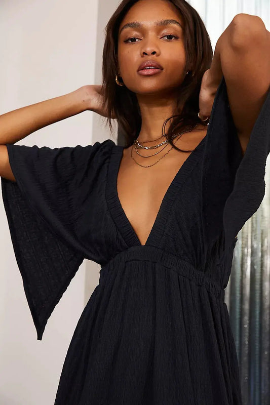 European American Summer V-neck Loose Long Dress