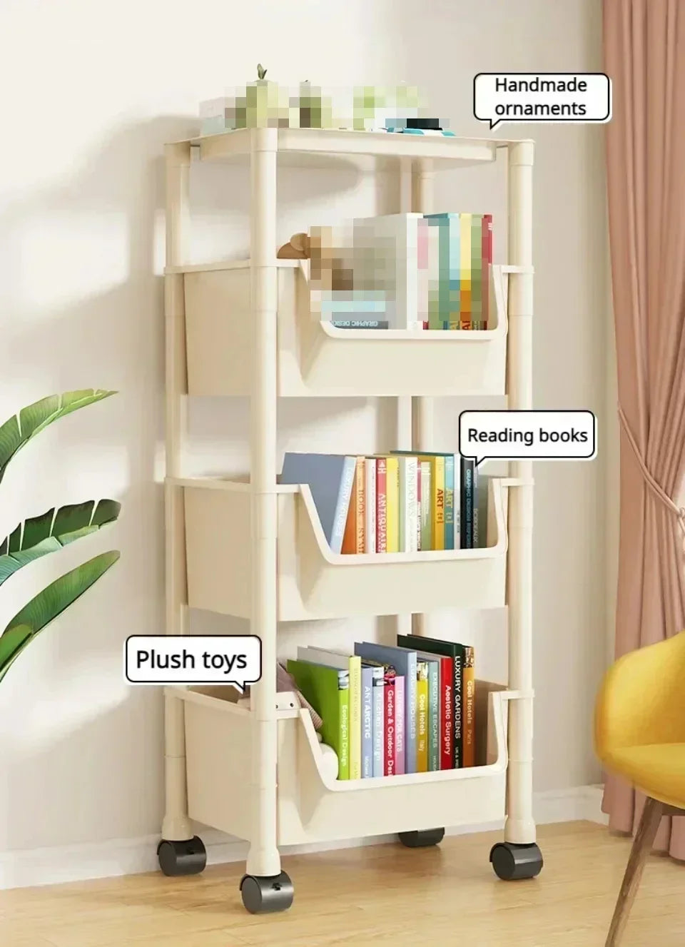 Multi-Tier Movable Storage Rack with Wheels