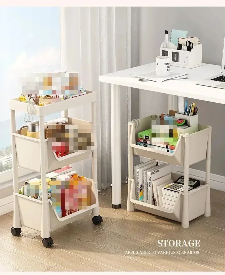 Multi-Tier Movable Storage Rack with Wheels