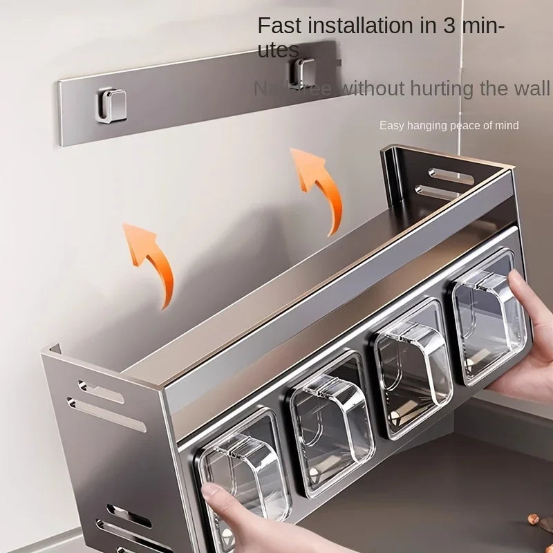 Stainless Steel Wall-Mounted Spice Rack