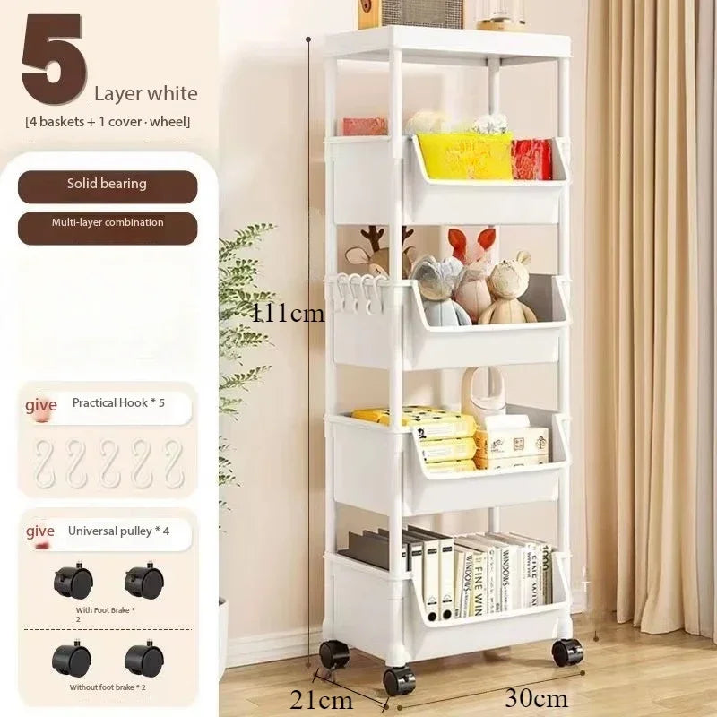 Multi-Tier Movable Storage Rack with Wheels