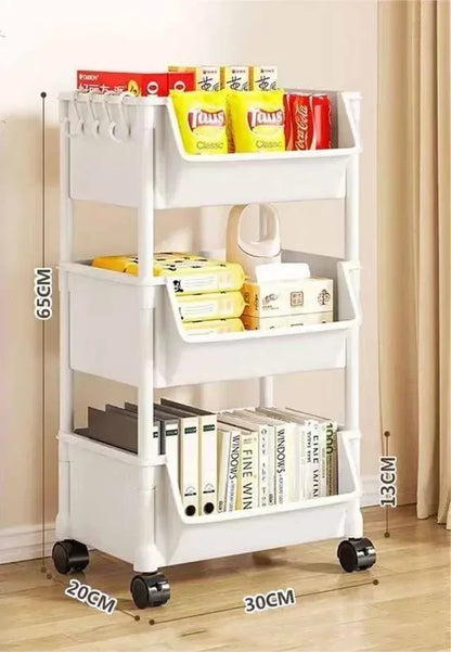 Multi-Tier Movable Storage Rack with Wheels