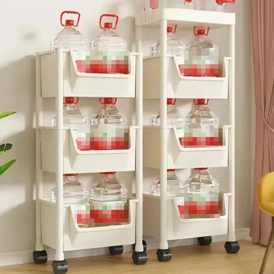 Multi-Tier Movable Storage Rack with Wheels