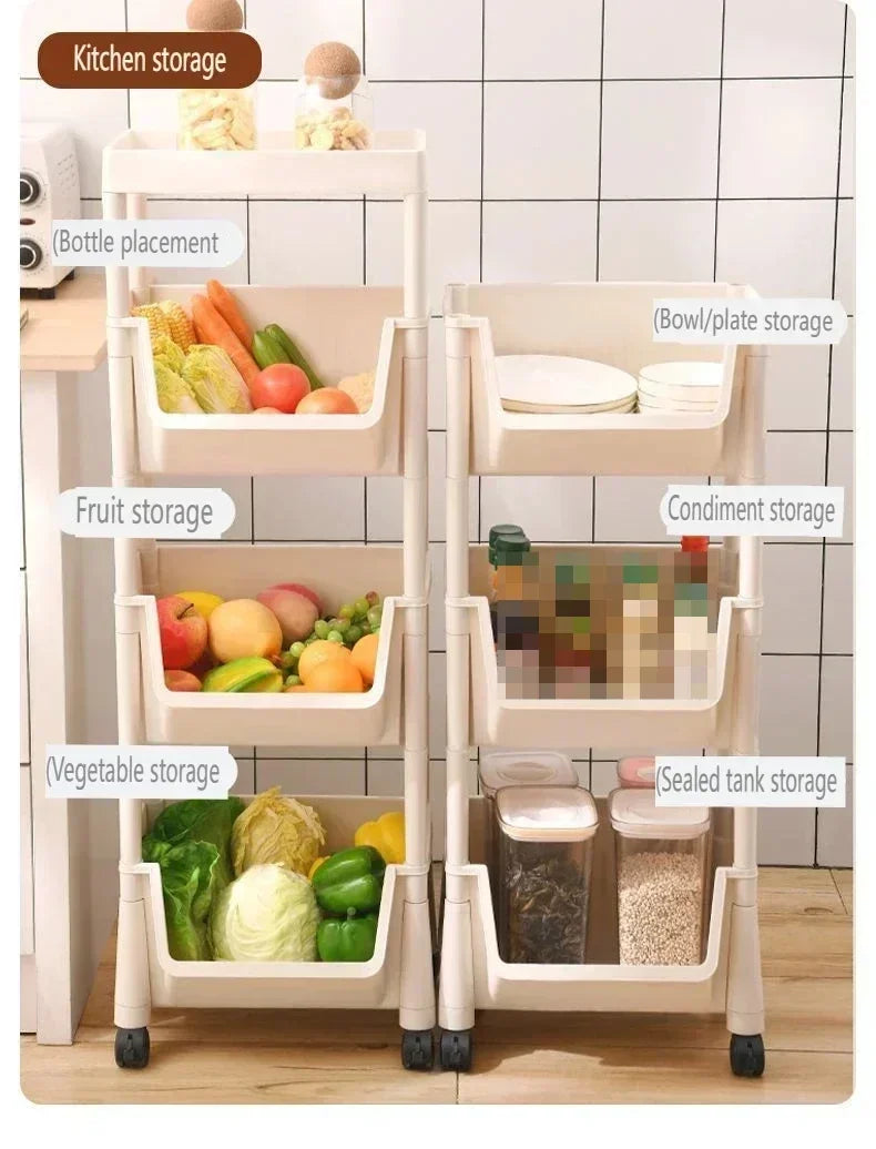 Multi-Tier Movable Storage Rack with Wheels