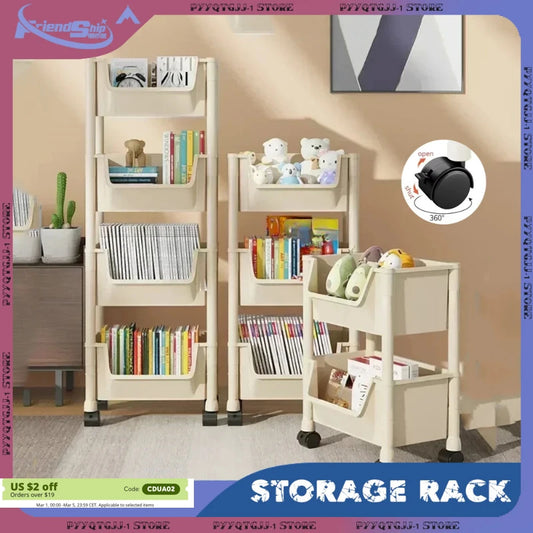Multi-Tier Movable Storage Rack with Wheels