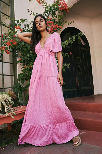 European American Summer V-neck Loose Long Dress
